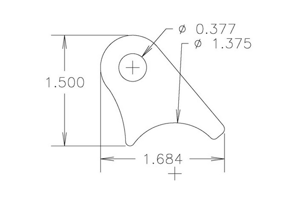 4130 1/8" THK, 3/8" HOLE, 3/4" HT, 1 3/8" TUBE RADIUS CHASSIS TAB - QTY 20